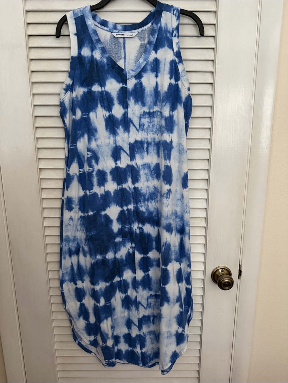 Sonoma Blue & White Tie-Dye V-Neck Maxi Dress